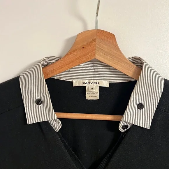 Carven Black Cotton Blend Dress M - Picture 4 of 6